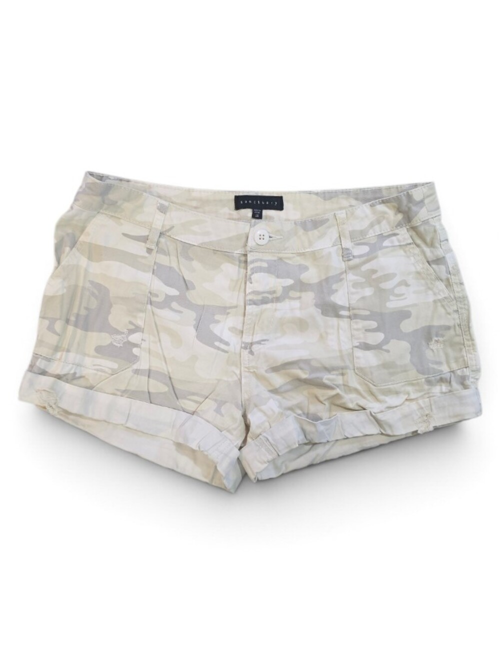 Sanctuary Beige Gray Camo Cargo Shorts Size 29